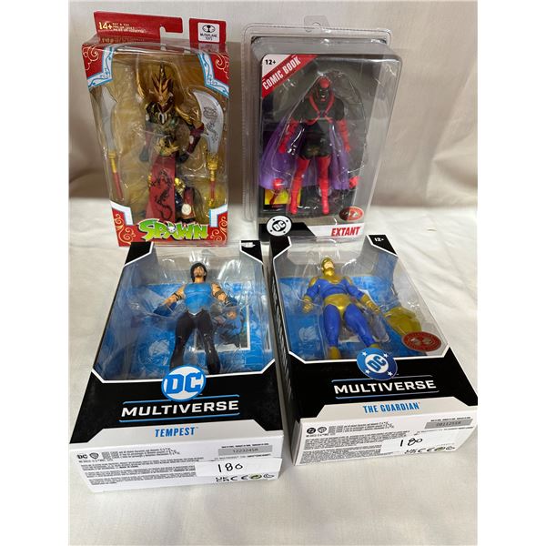 4 Lot DC Figures Lot, Extant, Guardian, Tempest, plus Spawn Action Figure