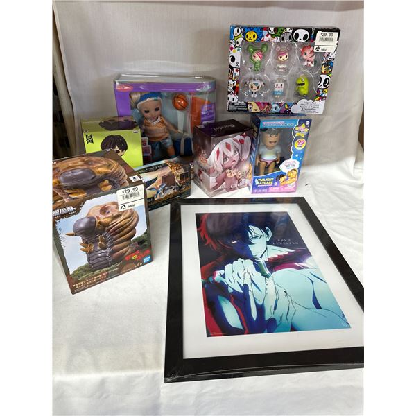 Anime Collectors Lot- Framed Solo Leveling Print, Action Figures: Mothra 1964 Godzilla, J-Hope, Core