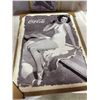 Image 2 : Coca-Cola Vintage Canvas-Style Monochrome Pin-Up 22" X 16" + Beach Scene Bottle Opener 13" X 9"
