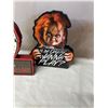 Image 2 : Chucky & Jason Wooden Wall/Shelf Art – Wanna Play Mug Shot + Welcome To Camp Crystal Lake
