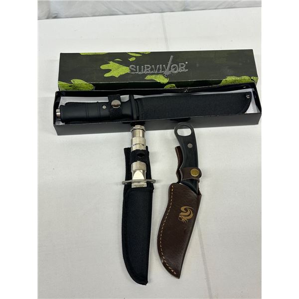 Survivor Series Fixed Blade, Serrated Tactical & Karambit Knives With Sheaths 3 Lot