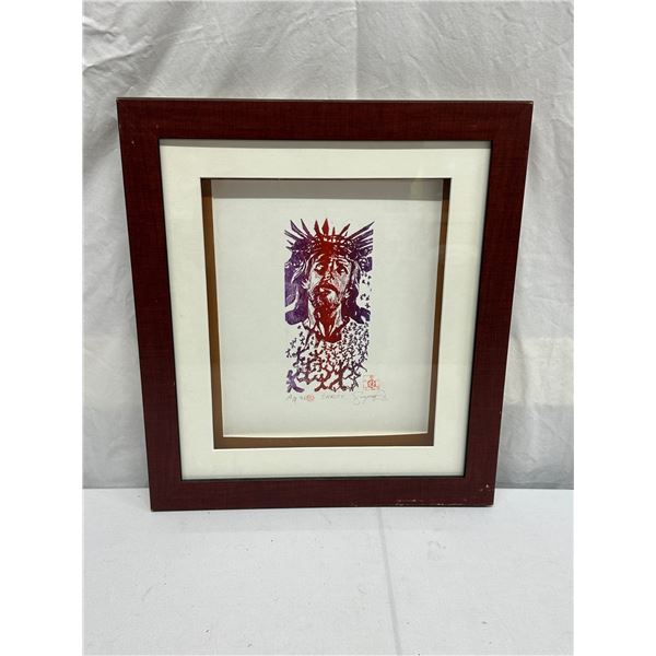Christ Block Print AP Artist Proof Signed Suyong With Turtle Seal 17" X 14"
