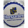 Image 3 : Hoegaarden Bottle Cap Sign, 14", & Wooden Beer Opener, Bar Decal
