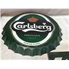 Image 3 : Carlsberg Bottle Cap Sign, 14", Wooden Beer Opener, Bar Decal