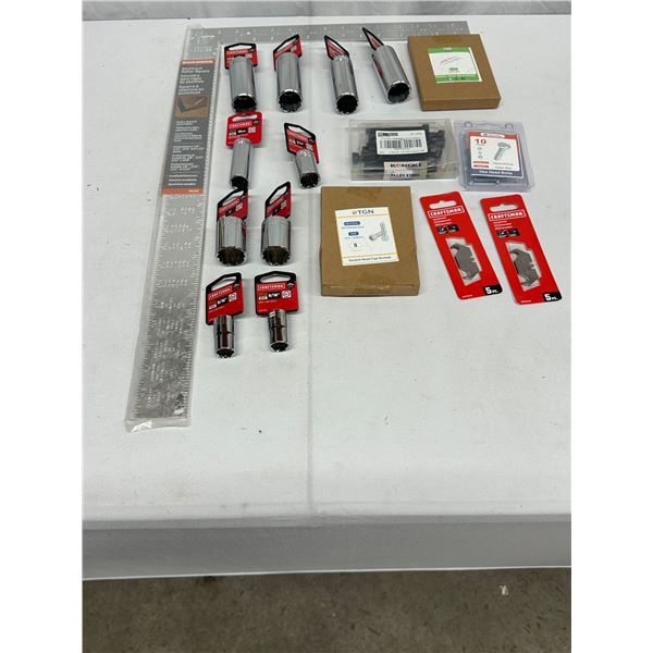 Handyman Lot, 10 Mastercraft Sockets, Hex Head Bolts/Screws/Rivets,  Blades & Square