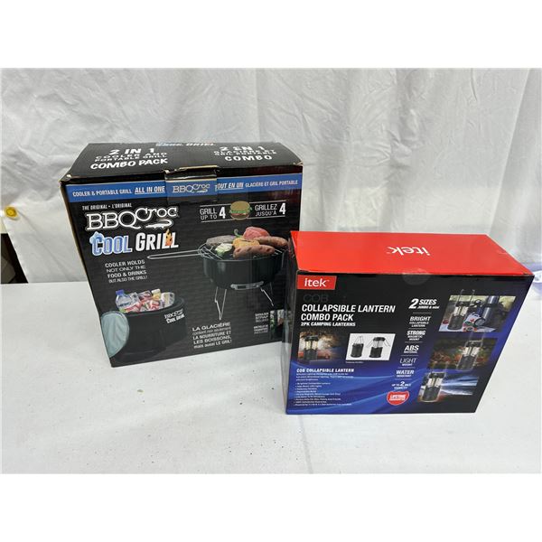 BBQ Croc Portable Grill & Cooler With Itek Camping Lanterns, Outdoor Cooking & Camping Gear