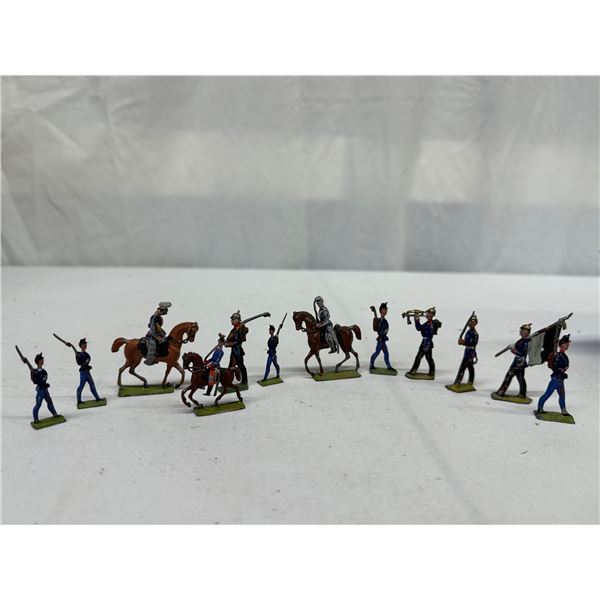 12-PC Vtg French Infantry & Cavalry Lead Toy Soldier  1-1.5" Set, Semi-Flat Figures