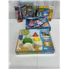 Image 1 : Kids Toy Lot, Super Sand, Dora Microphone, Animal Book, Aqua Art, Puzzles & Dice Game