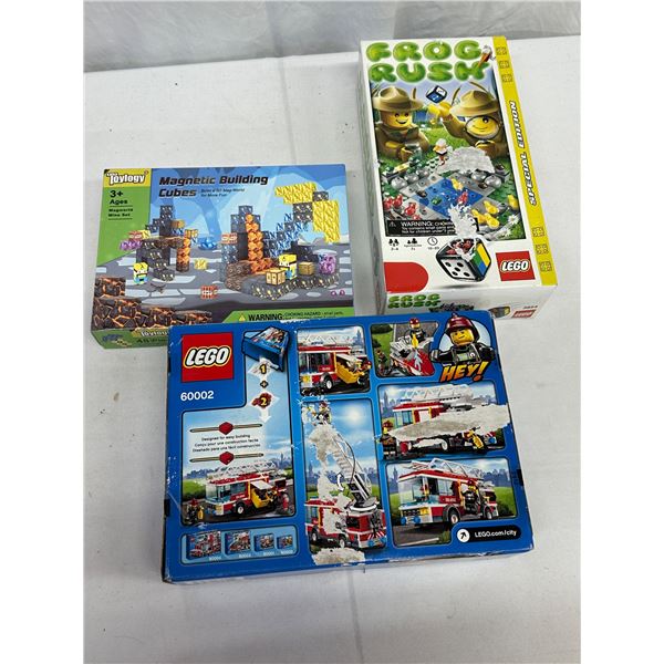 Kids Building Toy Lot, LEGO City, LEGO Frog Rush & Toyology Magnetic Building Cubes