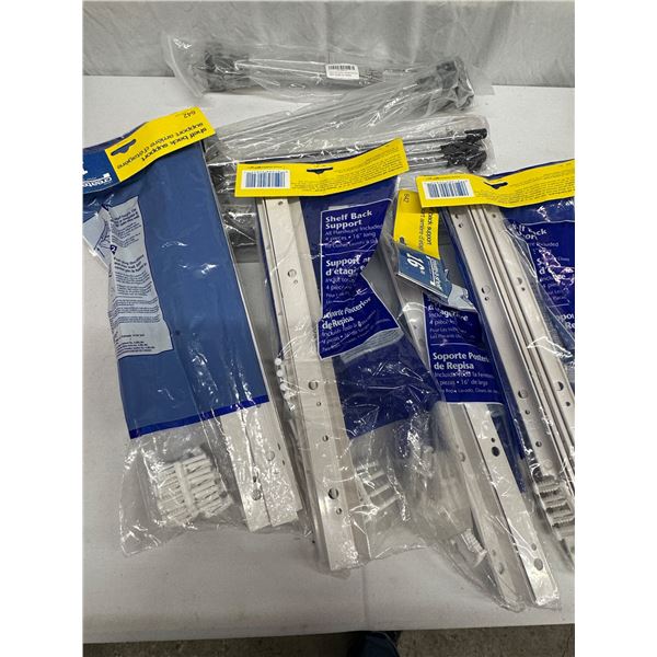 4 Retractable Closet Pull-Out Rods, Wardrobe Hanger Rails & 4 Shelf Bracket Supports