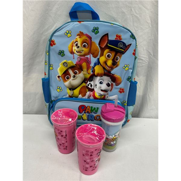 New Paw Patrol Backpack, 2 Pink Paw Patrol Spoutless Cups & Platex Cup, Kids Lot