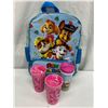 Image 1 : New Paw Patrol Backpack, 2 Pink Paw Patrol Spoutless Cups & Platex Cup, Kids Lot
