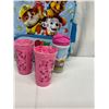 Image 2 : New Paw Patrol Backpack, 2 Pink Paw Patrol Spoutless Cups & Platex Cup, Kids Lot