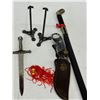 Image 3 : 17" Anime Sword, 2 Replica Sword Letter Openers With Stands & Tactical Knife Lot