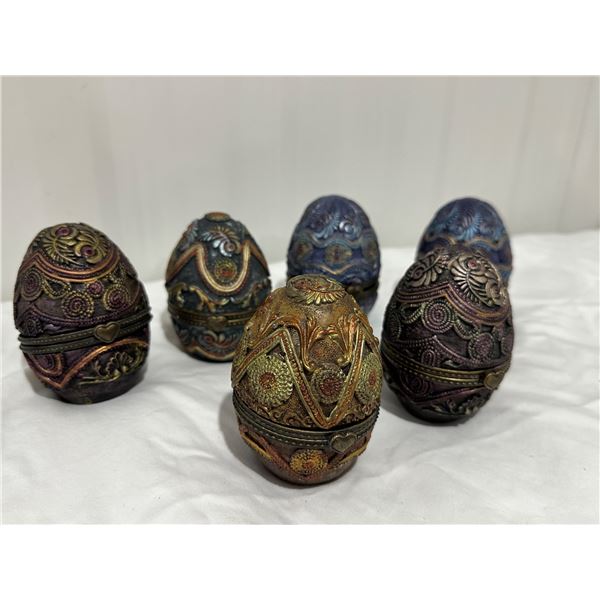 Decorative egg shaped jewelry containers