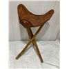 Image 1 : Leather and Wood Folding Stool