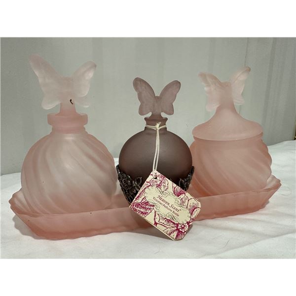 Pink Butterfly Perfume, Jewelry Set