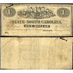 1863 North Carolina $1 Note Scarce Circulated (CUR-06256)