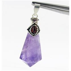 60ct Amethyst Crystal & Citrine Pendant Super Sparkler With Sterling (JEW-1718)