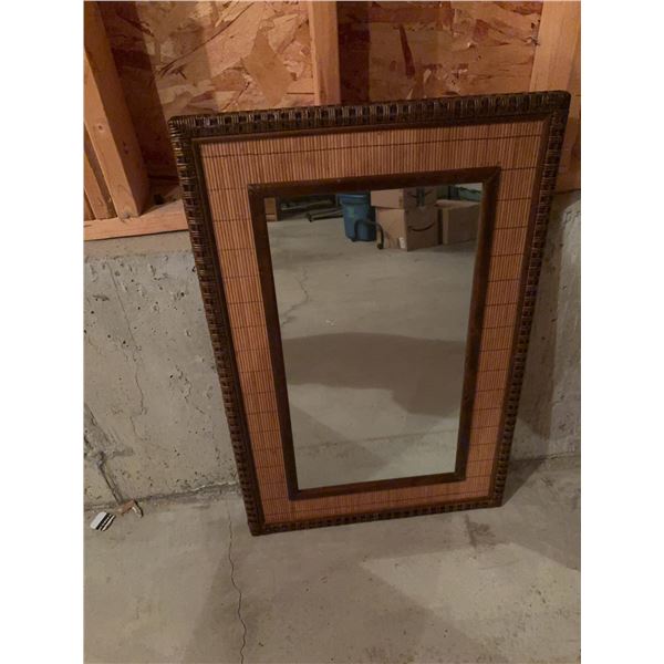Rectangular Bamboo and Wicker Framed Wall Mirror 36" x 24"