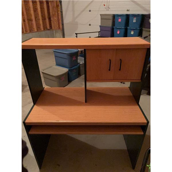 Wood Laminate Computer Desk with Cabinet and Pull-Out Shelf 47"W x 22"D x 54"H