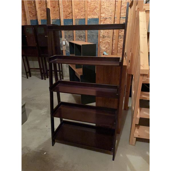 Dark Wood 4-Tier Ladder Shelf, Approx. 68"H x 34"W x 14"D