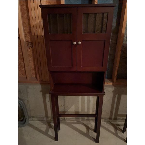 Wooden Free-Standing Over-The-Toilet Storage Cabinet With Glass Doors
