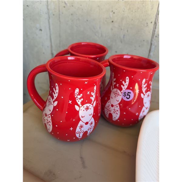 Holiday Themed Mugs, Plates, and Serving Tray Set