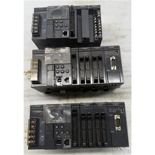 (3) Keyence #KV-5500 Programmable Controller Units w/Power Supply & Modules