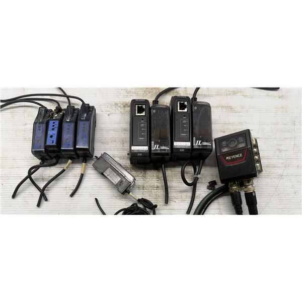 Lot of (10) Misc. Keyence Amplifiers, Sensors, Code Reader, Ethernet I/P Items