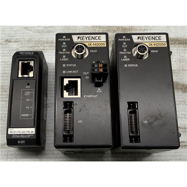 (2) Keyence #IX-H2050 Laser Sensor Amplifier Control Unit + #DL-EP1 Ethernet IP Connection