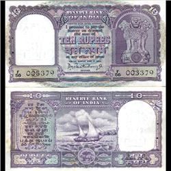 1962 India 10 Rupee Crisp Uncirculated (CUR-06214)