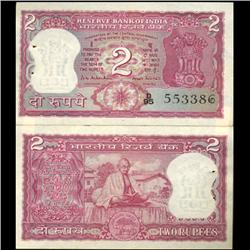 1970 India 2 Rupee Ghandi Crisp Uncirculated (CUR-06201)
