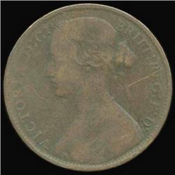 1861 British Victoria Penny Circulated (COI-7206)