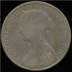 1861 British Victoria Halfpenny Circulated (COI-7244)
