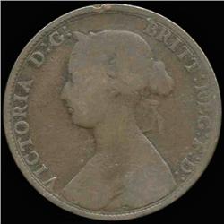 1861 British Victoria Halfpenny Circulated (COI-7242)