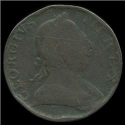 1775 US Colonial British George III Halfpenny F details (COI-7176)