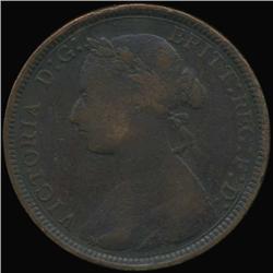 1862 British Victoria Halfpenny VF Details (COI-7255)
