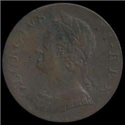 1749 US Colonial British George II Halfpenny XF details (COI-7168)