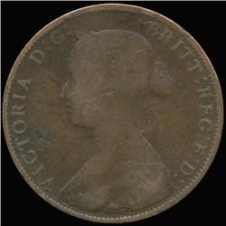 1861 British Victoria Halfpenny Circulated (COI-7237)