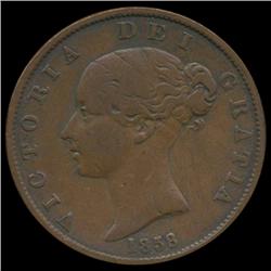 1858 British Victoria Halfpenny VF (COI-7142)