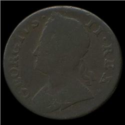1749 US Colonial British George II Halfpenny Better Circulated Counterstamped (COI-7169)