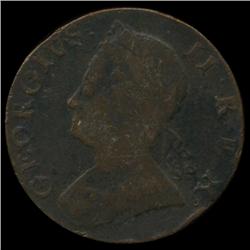 1753 US Colonial British George II Halfpenny VF/F  (COI-7171)