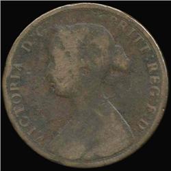 1861 British Victoria Halfpenny Circulated (COI-7236)