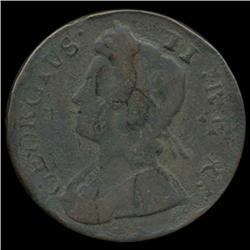 1730 US Colonial British George II Halfpenny VF/F details (COI-7173)