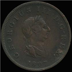1807 British George III Halfpenny XF (COI-7201)