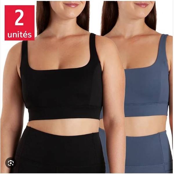 Aurum Sports Bra S/P, Square Neck, 2 Pack