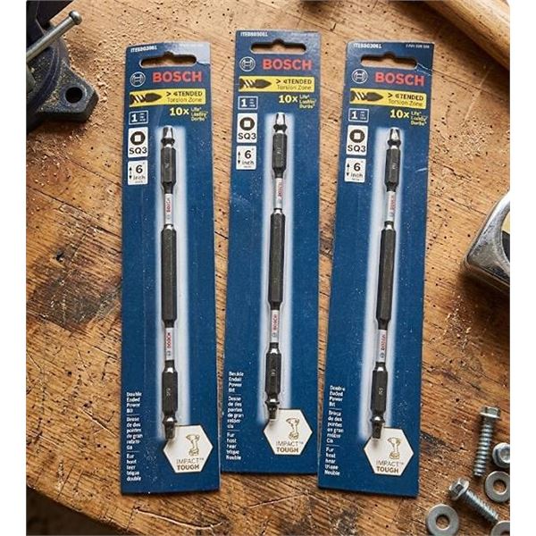 Bosch Extended Torsion Zone Bit SQ3 6 Inch, Set of 3