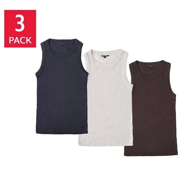 Tahari Ribbed Cotton Tank Top 3-Pack S/P