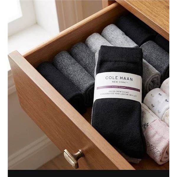 Cole Haan Dress Crew Socks 10 Pairs Black Grey